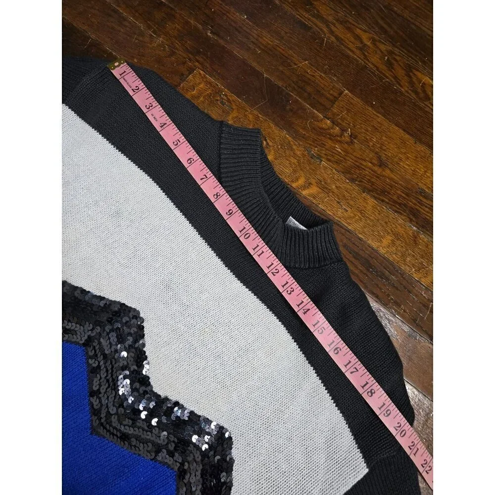 Vintage 90s Colorblock Sequin Sweater Chevron Maximalist